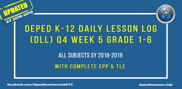 Download Deped K 12 Daily Lesson Log Dll Q4 Week 5 Grade 1 6 All Subjects Sy 2018 2019 6440