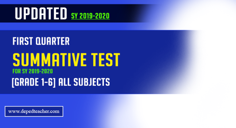 First Quarter Summative Test For Sy 2019 2020 For Grade 1 6 All 6567