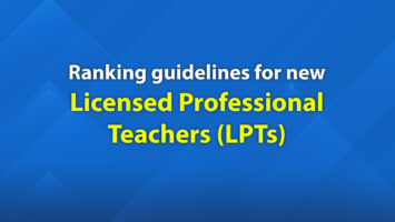 Ranking guidelines for new Licensed Professional Teachers (LPTs)