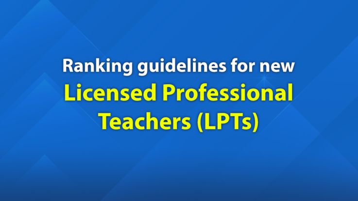 Ranking guidelines for new Licensed Professional Teachers (LPTs)